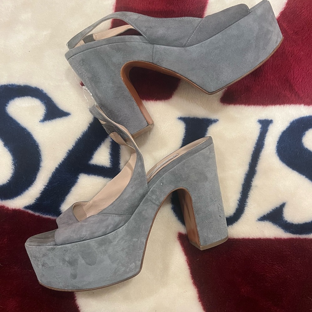 Gray Suede Platform Sandals